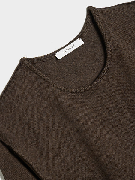 W Trompe L'Oeil Crew Neck Jumper, Dark Cacao