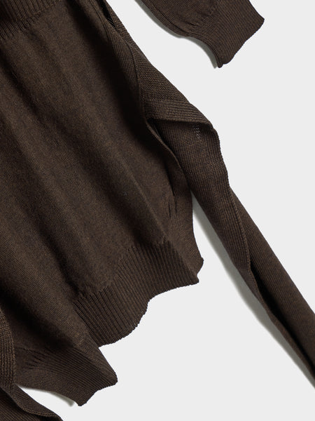 W Trompe L'Oeil Crew Neck Jumper, Dark Cacao