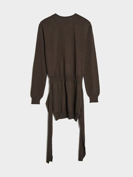 W Trompe L'Oeil Crew Neck Jumper, Dark Cacao
