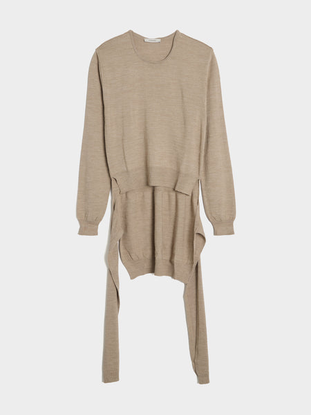 W Trompe L'Oeil Crew Neck Jumper, Light Taupe