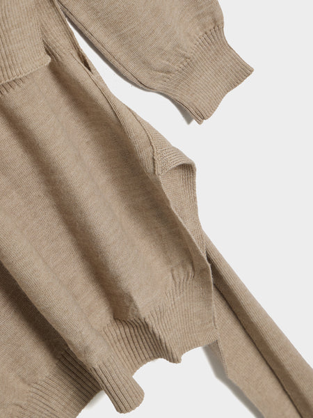 W Trompe L'Oeil Crew Neck Jumper, Light Taupe