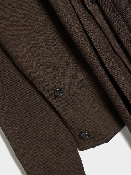 W Twisted Cardigan With Scarf, Dark Cacao