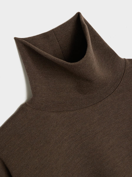 W High Neck Sweatshirt, Dark Brown Melange