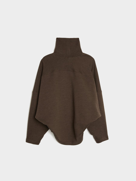 W High Neck Sweatshirt, Dark Brown Melange