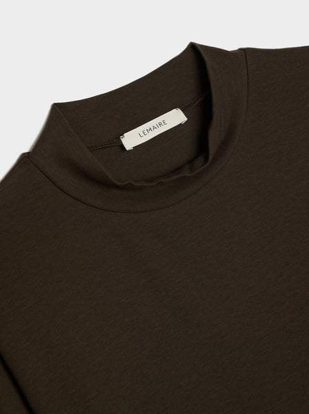 Mock Neck Long Sleeve Tee, Dark Espresso