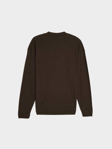 Mock Neck Long Sleeve Tee, Dark Espresso