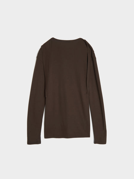 W Long Sleeve Foulard Top, Dark Espresso