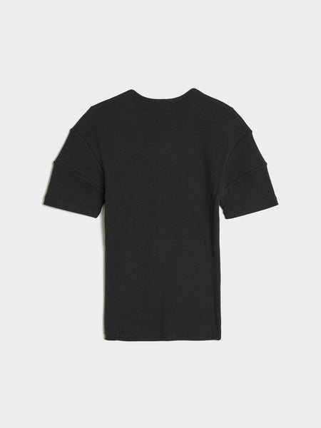 W Fitted Henley, Jet Black