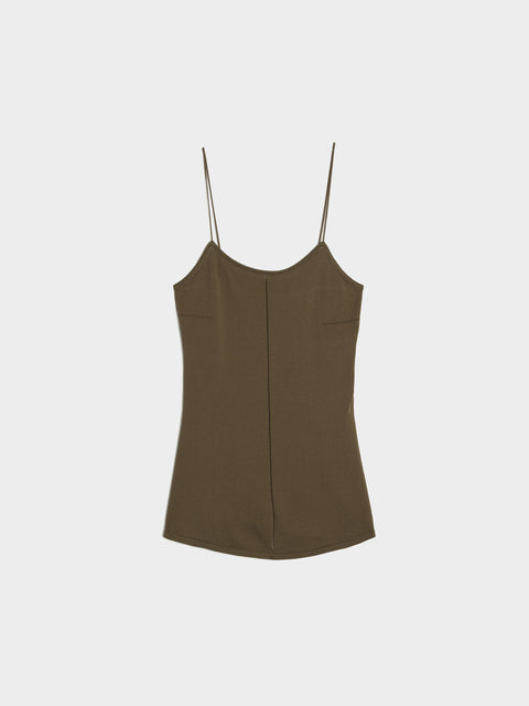 W Tank Top With Straps, Dark Khaki