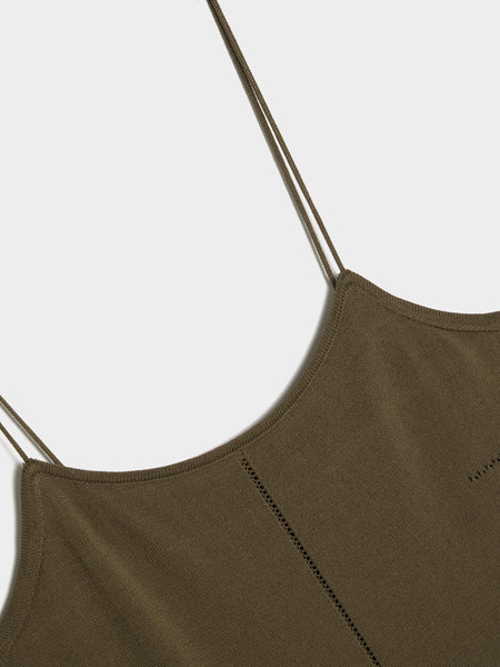 W Tank Top With Straps, Dark Khaki