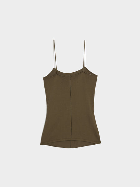 W Tank Top With Straps, Dark Khaki