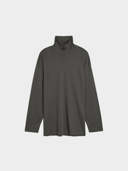 Relaxed Mock Neck T-Shirt, Carbon Grey