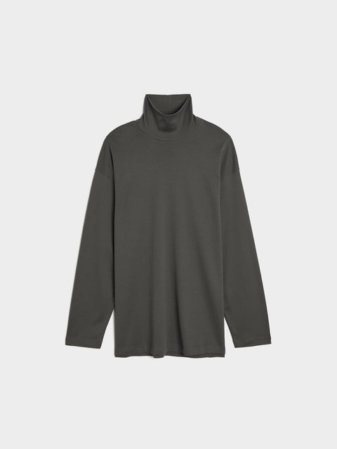 Relaxed Mock Neck T-Shirt, Carbon Grey