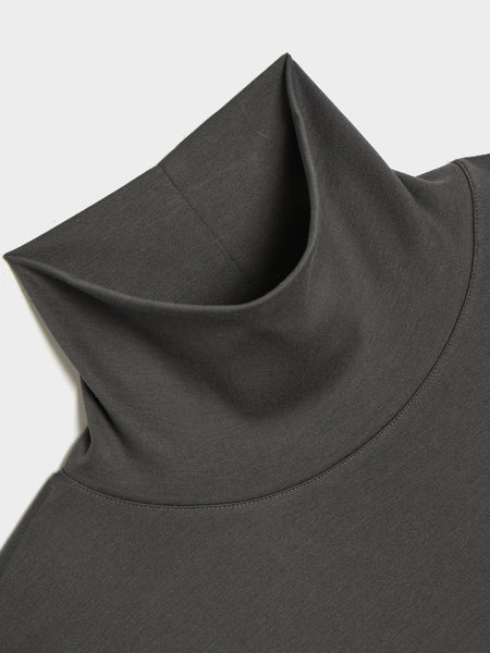 Relaxed Mock Neck T-Shirt, Carbon Grey