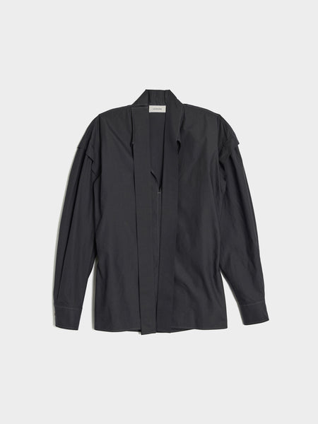 W Ascot Blouse, Squid Ink