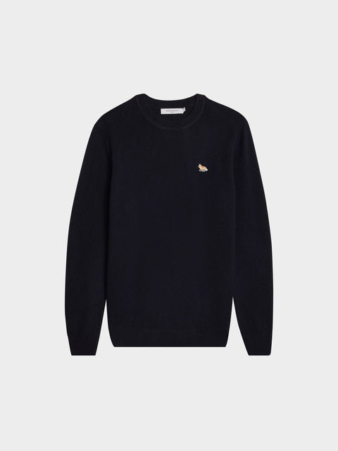 Baby Fox Patch Cosy R-Neck Pullover, Navy