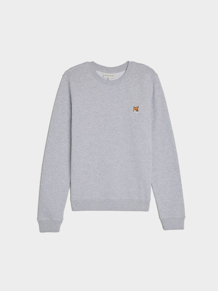 W Fox Head Patch Regular Sweatshirt, Light Grey Melange