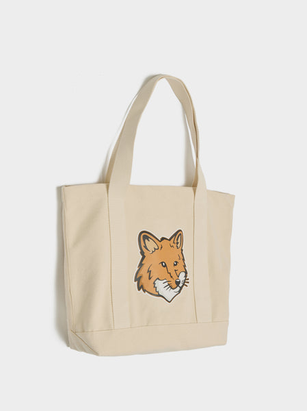 Fox Head Tote Bag, Ecru