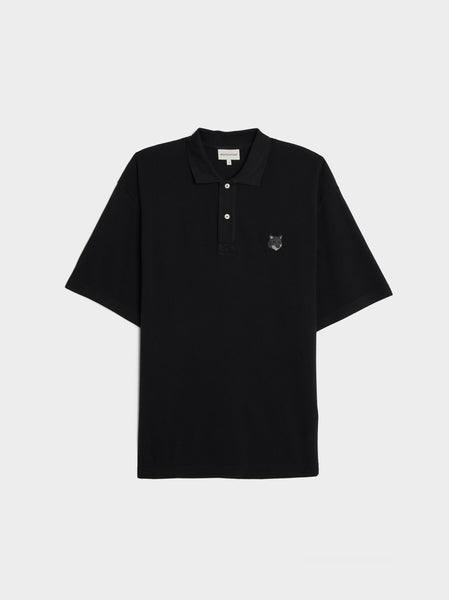 Bold Fox Head Patch Oversize Polo, Black