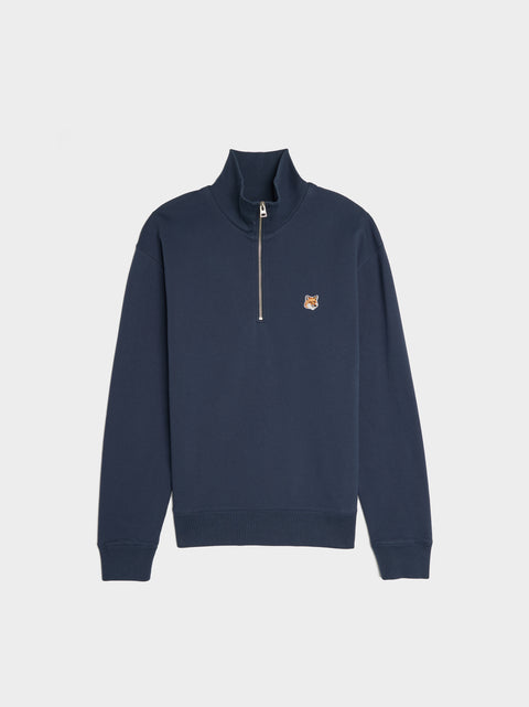 Fox Head Patch Comfort Half Zip Sweatshirt, Ink Blue