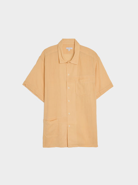 Cotton Crepe Camp Shirt, Coral