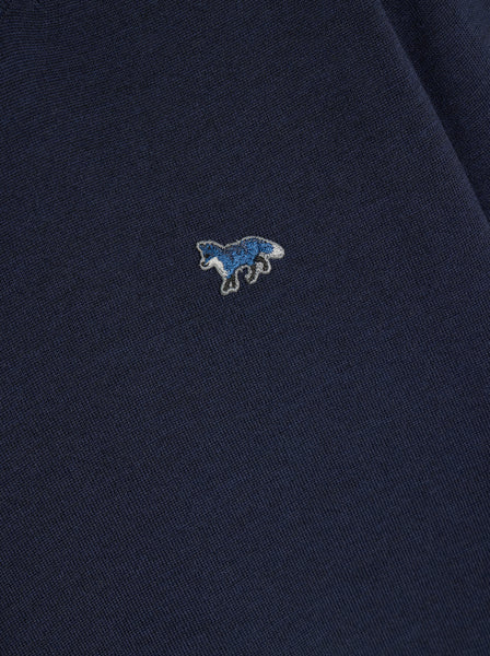 W Baby Fox Patch Regular Jumper, Deep Navy