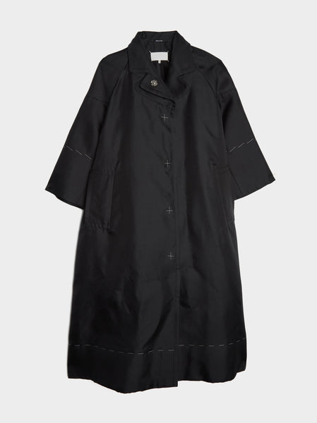 Silk Triple Organdis Coat, Black