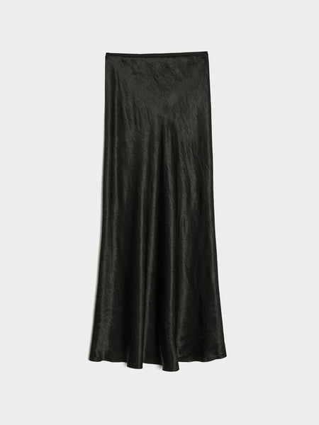 Wrinkled Acetate Skirt, Black