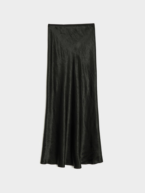 Wrinkled Acetate Skirt, Black