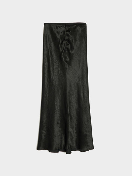 Wrinkled Acetate Skirt, Black