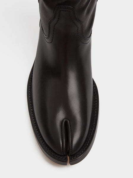 W  Tabi Western Leather Boot, Black