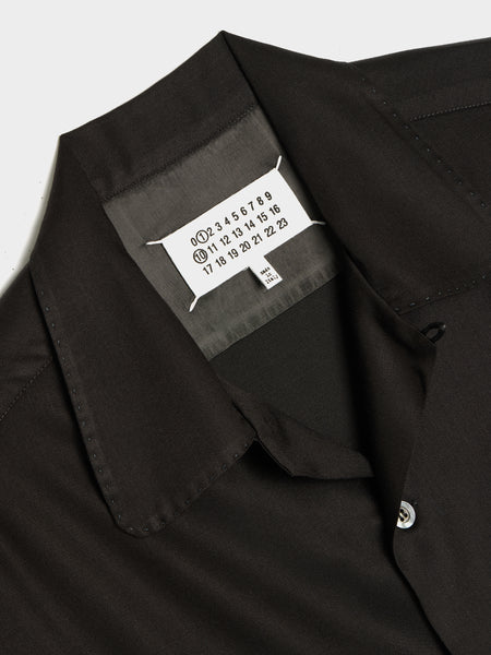 Rayon Twill Short-Sleeved Shirt, Black