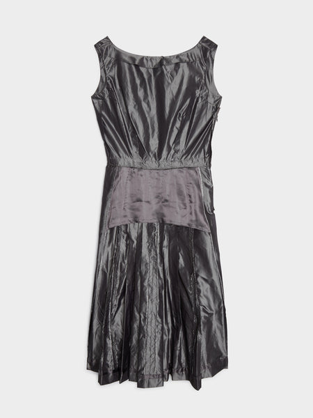 Silk Midi Dress, Dark Grey