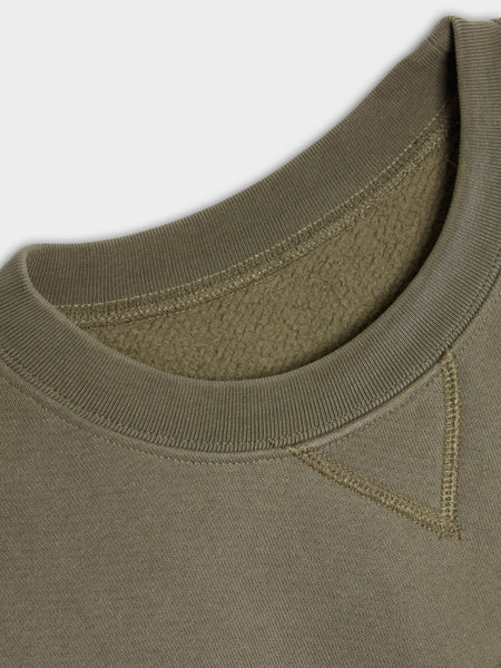 W Logo Embroidered Crop Sweatshirt, Olive