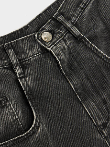 W 5 Pockets Denim, Black Washed