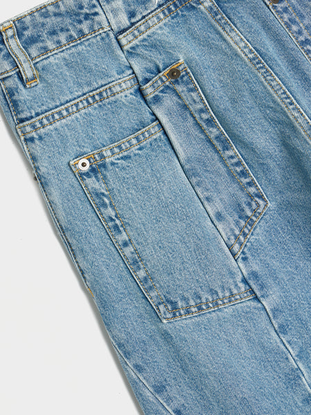 W 5 Pockets Blu Denim Pant, Medium Blu Stone Wash