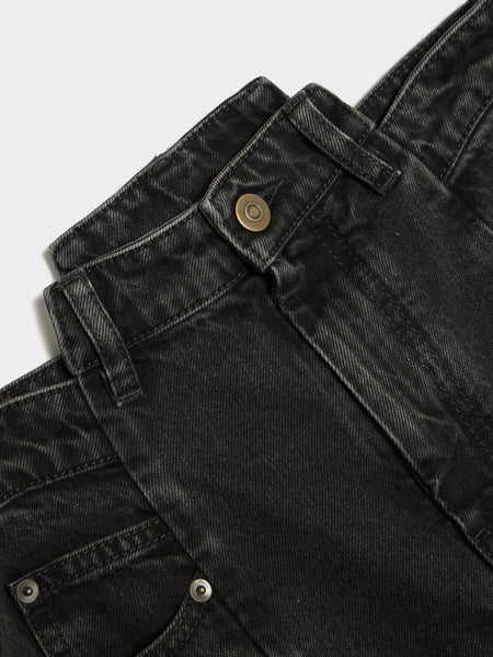 5 Pockets Asymmetrical Waist Jean, Black