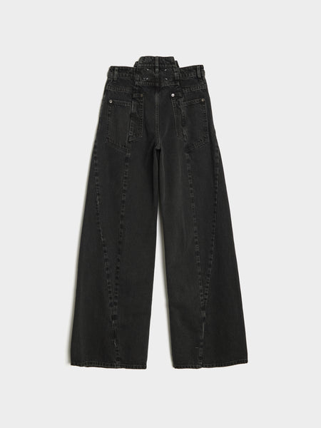 5 Pockets Asymmetrical Waist Jean, Black