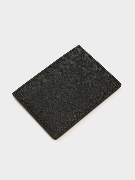 Small Grainy Leather Card Holder Slim 3CC, Black