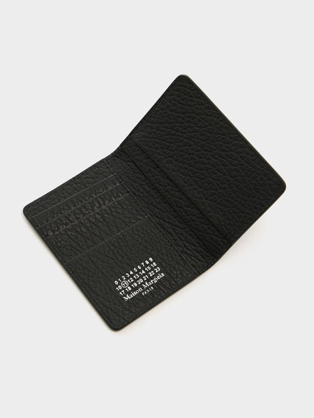 Embossed Grainy Leather Card Holder Slim 2, Black