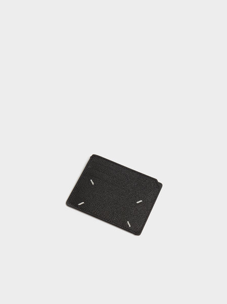 Grainy Leather Card Hold Slim Gap, Black