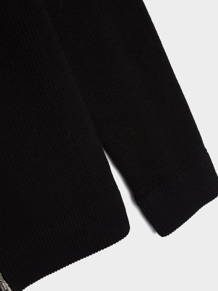 Knit Zip-Up Cardigan, Black