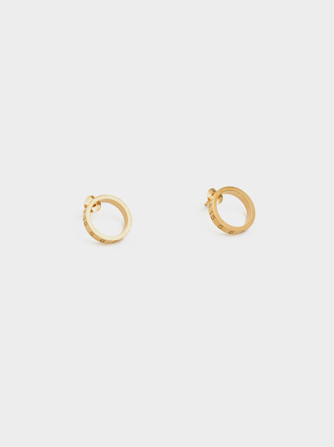 4mm Sterling Silver Number Collection Earrings, Yellow Gold Plating Burattato