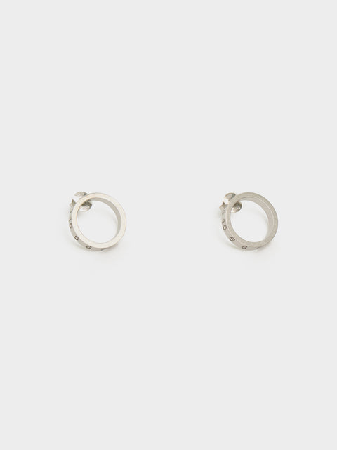 4mm Sterling Silver Number Collection Earrings, Silver