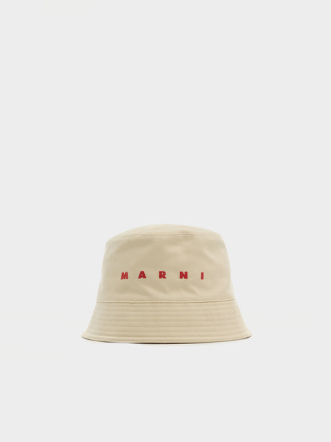 Marni Logo Bucket Hat II, Ivory