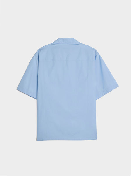 Boxy Fit Logo Bowling Shirt, Iris Blue