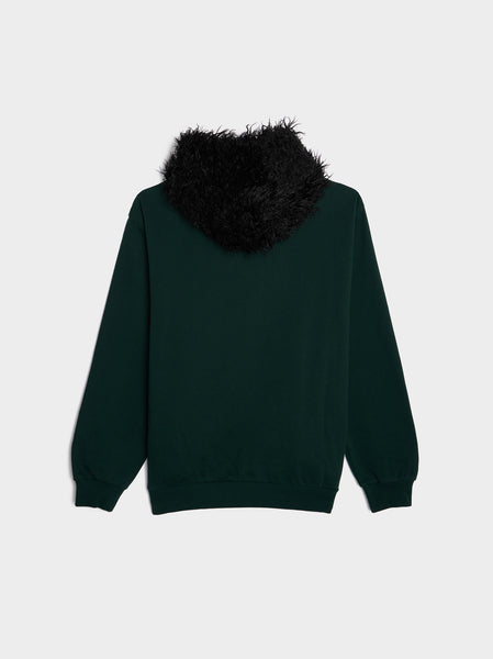 Faux Fur Oversized Hood, Spherical Green