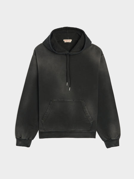 Mended Dyed Loopback Organic Jersey Hoodie, Black