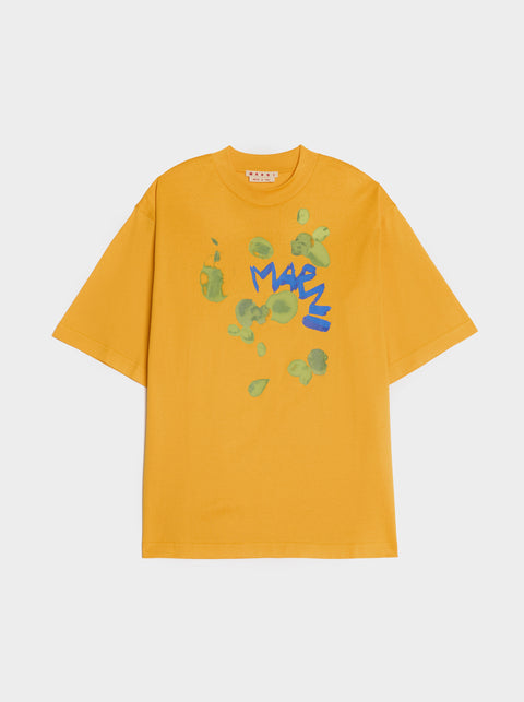 Relaxed Fit Dripping Flower T-Shirt, Light Orange