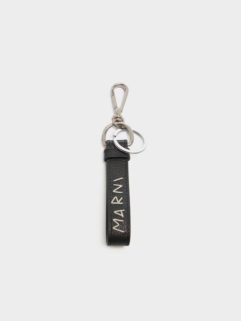 Calf Leather With Mending Key Ring, Black